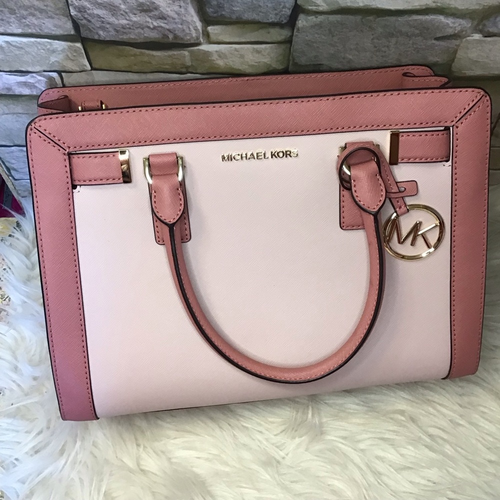 Michael Kors Pink and Light Pink Saffiano Leather Satchel